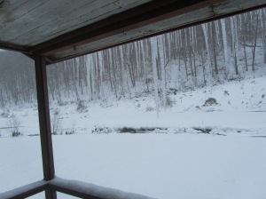 Creek and icicles on the Front Porch